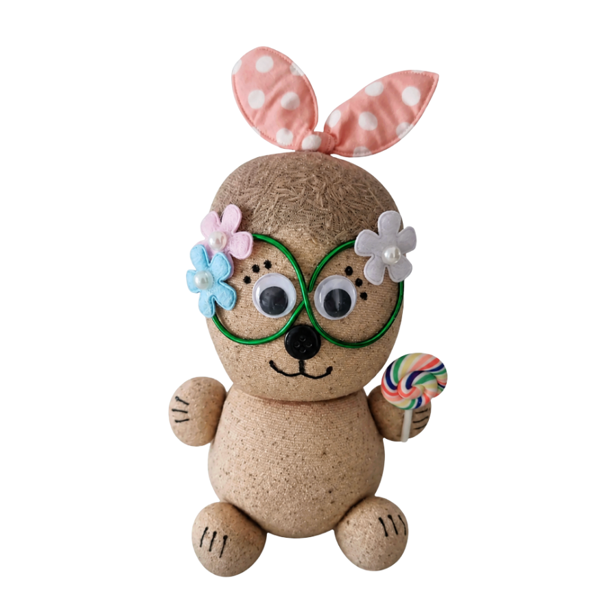 KoKo Candy Blossom handmade grass head buddy with rainbow lollipop 🌸🍭