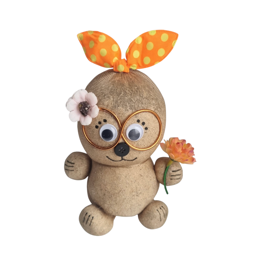 KoKo Sunny Bloom handmade grass head buddy with flower 🌼🧡