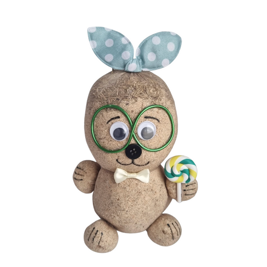 KoKo Minty Swirl handmade grass head buddy with colorful lollipop 🍭💚🌿