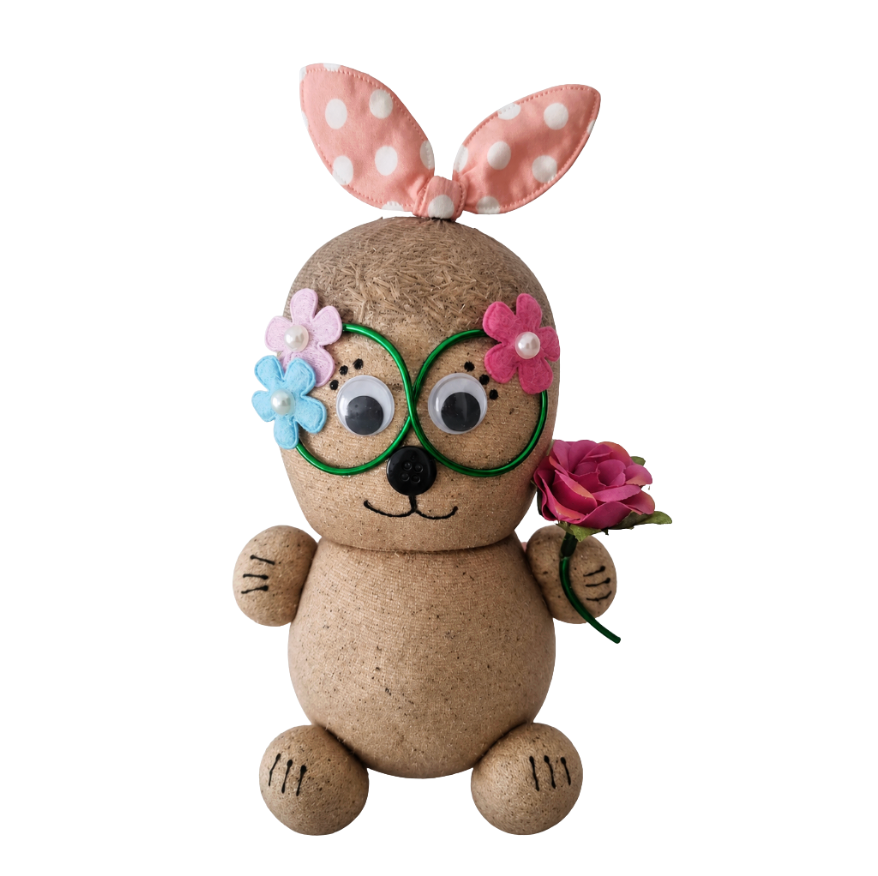 KoKo Petal Charm handmade grass head buddy with pink rose 🌹💗🌸