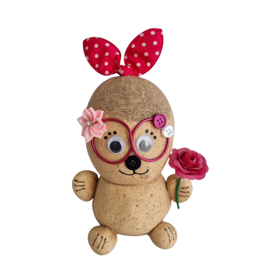 KoKo Rose Blossom handmade grass head buddy with pink rose 🌹💖