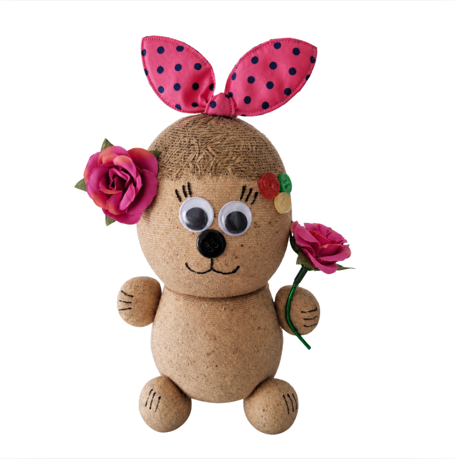 KoKo Rosy Wishes handmade grass head buddy with pink roses 🌹💕🌿