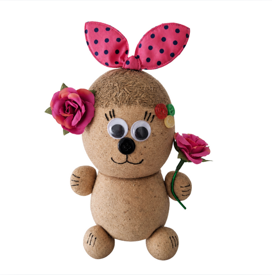 KoKo Rosy Wishes handmade grass head buddy with pink roses 🌹💕🌿