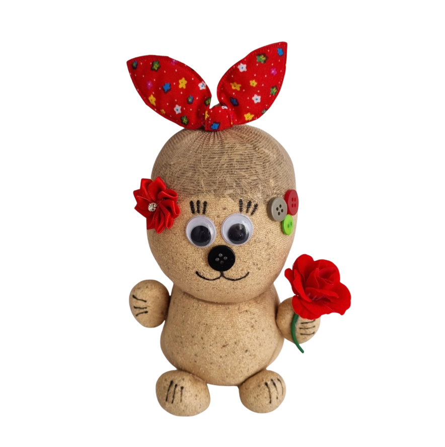 KoKo Scarlet Bloom handmade grass head buddy with red rose 🌹❤️